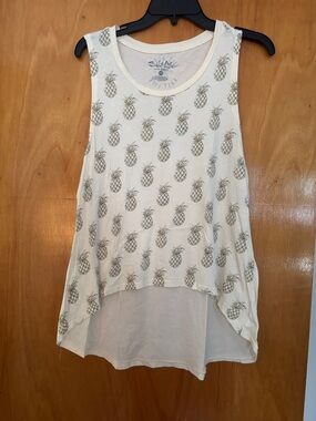 Salt Life Pineapple High-Low Tank Top - Cream & Gray